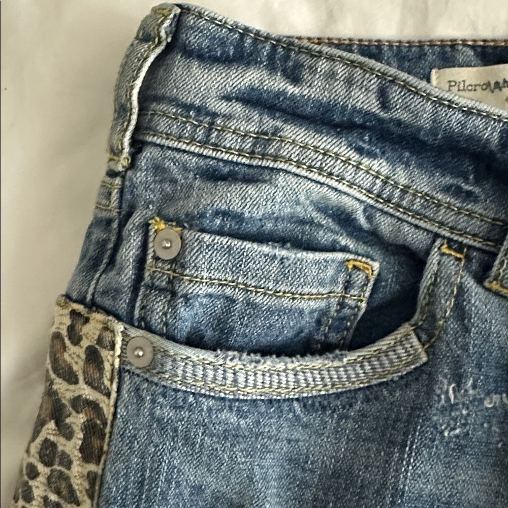 Anthropologie Pilcro & The Letterpress Patchwork Slim Boyfriend Blue Jeans 26 - Picture 14 of 14